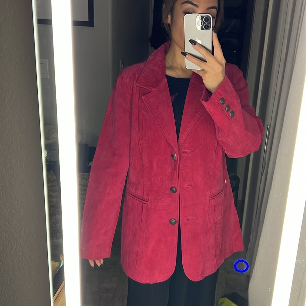 Pink leather coat